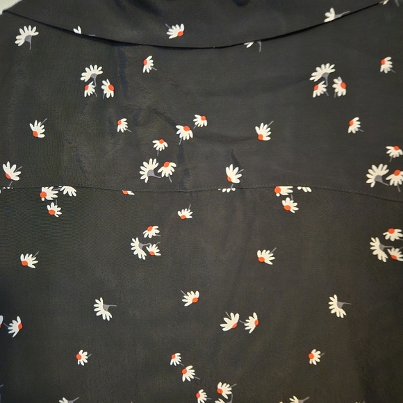 Thakoon Shirt Button Down Cropped Short Sleeve BP Black Daisy Blouse Casual - Picture 5 of 9